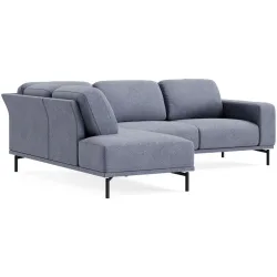 Ecksofa Maja Blau Stoff 249 cm 207 cm - Farbe: LODGE - 16/2 dark blue - Möbel Konfigurator: Traummöbel individuell zusammenstellen - Ecksofa