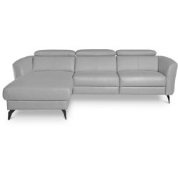 Simba Grau Leder 261 cm 183 cm - Farbe: platin - Material: 100% Echtleder + Korpus Lederlook - Ecksofa