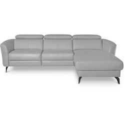 Simba Grau Leder 261 cm 183 cm - Farbe: platin - Material: 100% Echtleder + Korpus Lederlook - Ecksofa