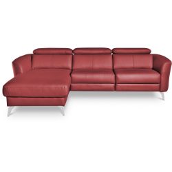 Simba Rot Leder 261 cm 183 cm - Material: 100% Echtleder + Korpus Lederlook - Ecksofa