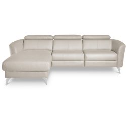 Simba Grau Leder 261 cm 183 cm - Farbe: Eisgrau - Material: 100% Echtleder + Korpus Lederlook - Ecksofa