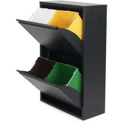 Spinder Design Abfalleimer Hesta Schwarz Metall/Kunststoff 92 cm 74 l - Material: Metall, Kunststoff - Abfalleimer