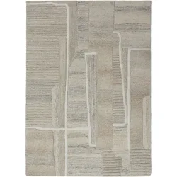 Teppich Langford Beige Wolle B 140 T 200 cm - Farbe: Natur - Material: 100% WOLLE