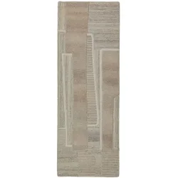 Teppich Langford Beige Wolle B 80 T 300 cm - Farbe: Natur - Material: 100% WOLLE