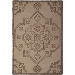 Teppich Sabelia Beige Wolle B 140 T 200 cm - Farbe: Natur - Material: Wolle/Polyester