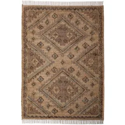 Teppich Olvera Beige Jute/Baumwolle/Wolle B 140 T 200 cm - Farbe: Natur