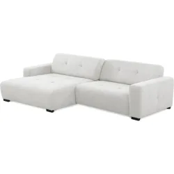 Ecksofa Bondi Beige/Weiss Stoff B 286 T 169 cm Verstellbare Lehne - Farbe: Ecru - Material: Moderne Chenille-/Weboptik