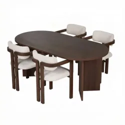 Essgruppe Georis Holz B 180 cm - Farbe: Milano Nussbaum, Dunkler Nussbaum, Weiß - Material: 100% melaminbeschichtete Spanplatte