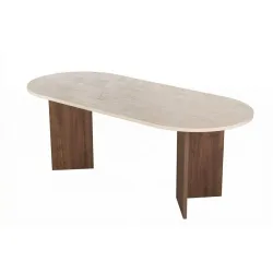 Esstisch Georis Holz B 200 cm - Farbe: Travertin, Venezia Nussbaum - Material: 100% Melaminbeschichtete Spanplatte