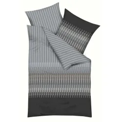 Kaeppel - Smart Bettwäsche Set, Smart Bettwäsche Set Gestreift, 160 x 210 cm + 65 x 100 cm, Seegrau