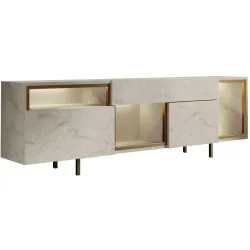 TV-Möbel Georis Travertin/Gold Holzwerkstoff B 180 cm