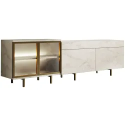 TV-Möbel Georis Travertin/Gold Holzwerkstoff B 190 cm
