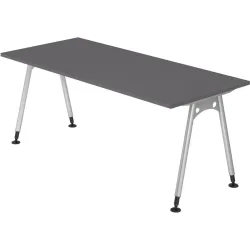 Schreibtisch Office Graphit manuelle Höhenverstellung 180 x 80 cm