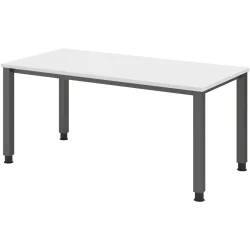Schreibtisch Office Weiß manuelle Höhenverstellung 160 x 80 cm - Farbe: Weiss