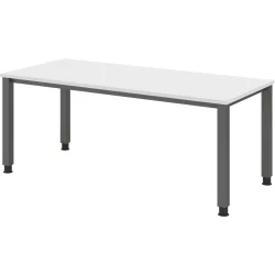Schreibtisch Office Weiß manuelle Höhenverstellung 180 x 80 cm - Farbe: Weiss