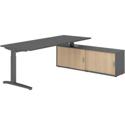 Schreibtisch Office Graphit manuelle Höhenverstellung 200 x 80 cm