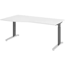 Schreibtisch Office Weiß manuelle Höhenverstellung 180 x 100 cm - Farbe: weiss