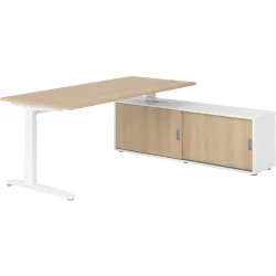 Schreibtisch Office Eiche manuelle Höhenverstellung 180 x 80 cm
