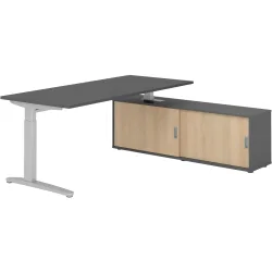 Schreibtisch Office Graphit manuelle Höhenverstellung 180 x 80 cm