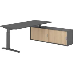 Schreibtisch Office Graphit manuelle Höhenverstellung 180 x 80 cm