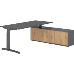 Schreibtisch Office Graphit manuelle Höhenverstellung 180 x 80 cm