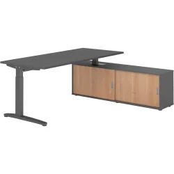 Schreibtisch Office Graphit manuelle Höhenverstellung 180 x 80 cm