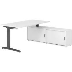 Schreibtisch Office Weiß manuelle Höhenverstellung 160 x 80 cm - Farbe: weiss