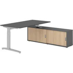 Schreibtisch Office Graphit manuelle Höhenverstellung 160 x 80 cm
