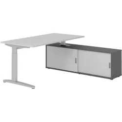 Schreibtisch Office Grau manuelle Höhenverstellung 160 x 80 cm