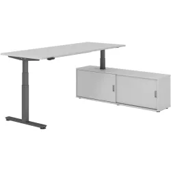 Schreibtisch Office Grau elektrische Höhenverstellung 200 x 80 cm