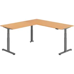 Schreibtisch Office Buche elektrische Höhenverstellung 220 x 200 cm