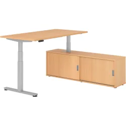 Schreibtisch Office Buche elektrische Höhenverstellung 160 x 80 cm
