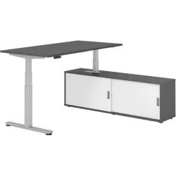 Schreibtisch Office Graphit elektrische Höhenverstellung 160 x 80 cm