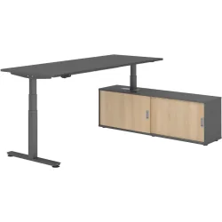 Schreibtisch Office Graphit elektrische Höhenverstellung 200 x 80 cm