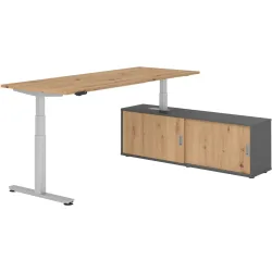 Schreibtisch Office Asteiche elektrische Höhenverstellung 200 x 80 cm