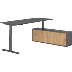 Schreibtisch Office Graphit elektrische Höhenverstellung 200 x 80 cm