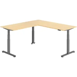 Schreibtisch Office Ahorn elektrische Höhenverstellung 220 x 200 cm