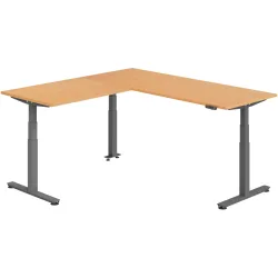 Schreibtisch Office Buche elektrische Höhenverstellung 200 x 200 cm