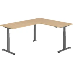 Schreibtisch Office Eiche elektrische Höhenverstellung 240 x 180 cm