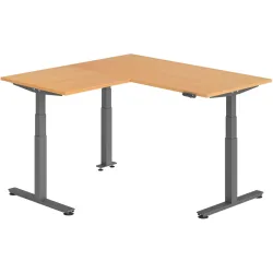 Schreibtisch Office Buche elektrische Höhenverstellung 160 x 160 cm