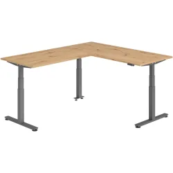 Schreibtisch Office Asteiche elektrische Höhenverstellung 220 x 180 cm
