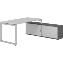 Schreibtisch Office Grau manuelle Höhenverstellung 160 x 80 cm