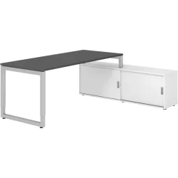 Schreibtisch Office Graphit manuelle Höhenverstellung 180 x 80 cm
