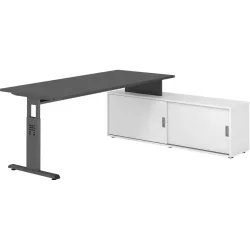 Schreibtisch Office Graphit manuelle Höhenverstellung 180 x 80 cm