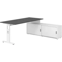 Schreibtisch Office Graphit manuelle Höhenverstellung 180 x 80 cm