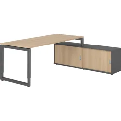 Schreibtisch Office Eiche manuelle Höhenverstellung 180 x 80 cm