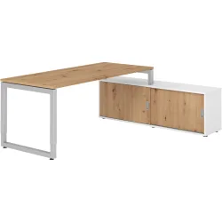 Schreibtisch Office Asteiche manuelle Höhenverstellung 180 x 80 cm