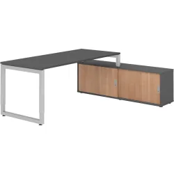 Schreibtisch Office Graphit manuelle Höhenverstellung 180 x 80 cm