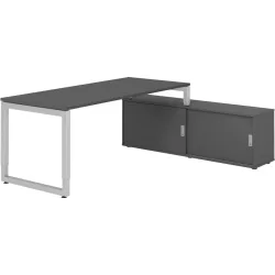 Schreibtisch Office Graphit manuelle Höhenverstellung 180 x 80 cm