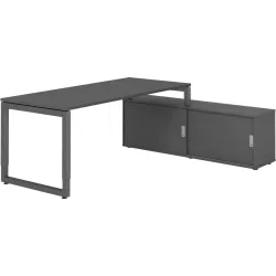 Schreibtisch Office Graphit manuelle Höhenverstellung 180 x 80 cm